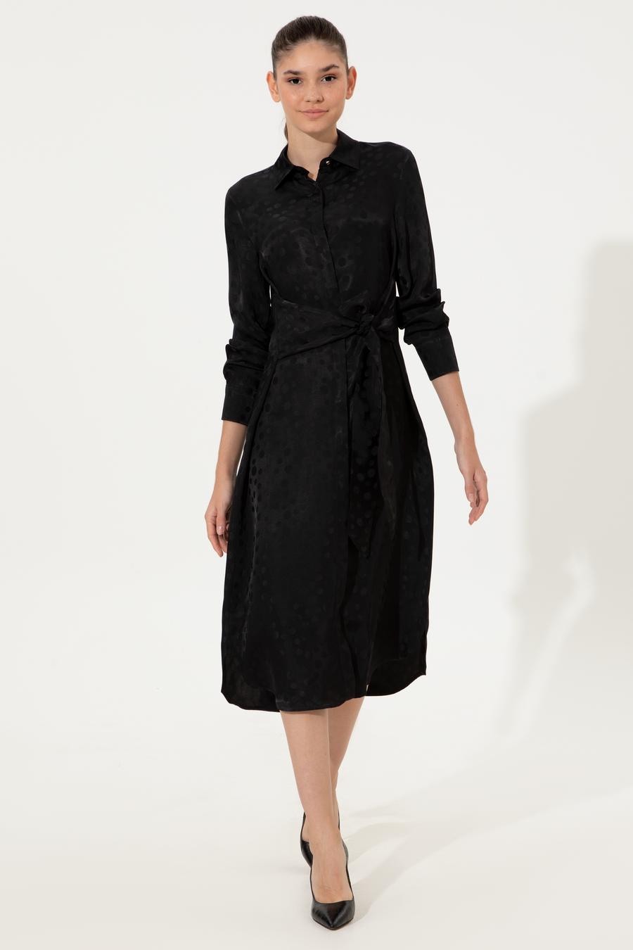 لباس بافته شده یقه پیراهن سیاه  استاندارد آستین بلند زنانه  پیرکاردین