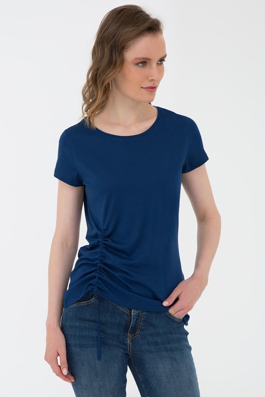 تی شرت یقه گرد لاجورد  استاندارد آستین کوتاه زنانه  پیرکاردین