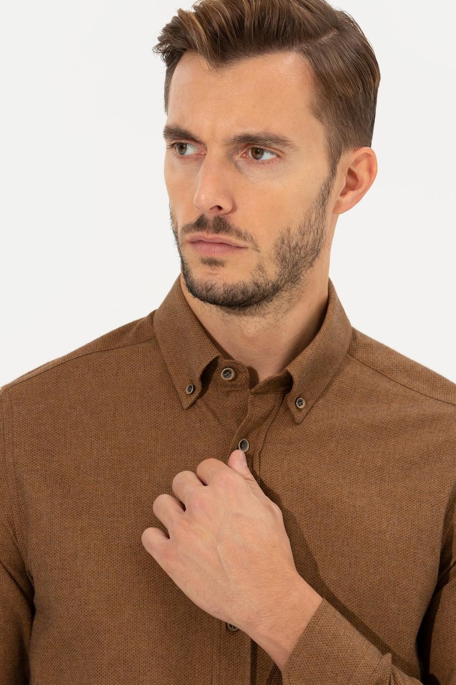 پیراهن  قهوه ای  اندامی  مردانه  پیرکاردین