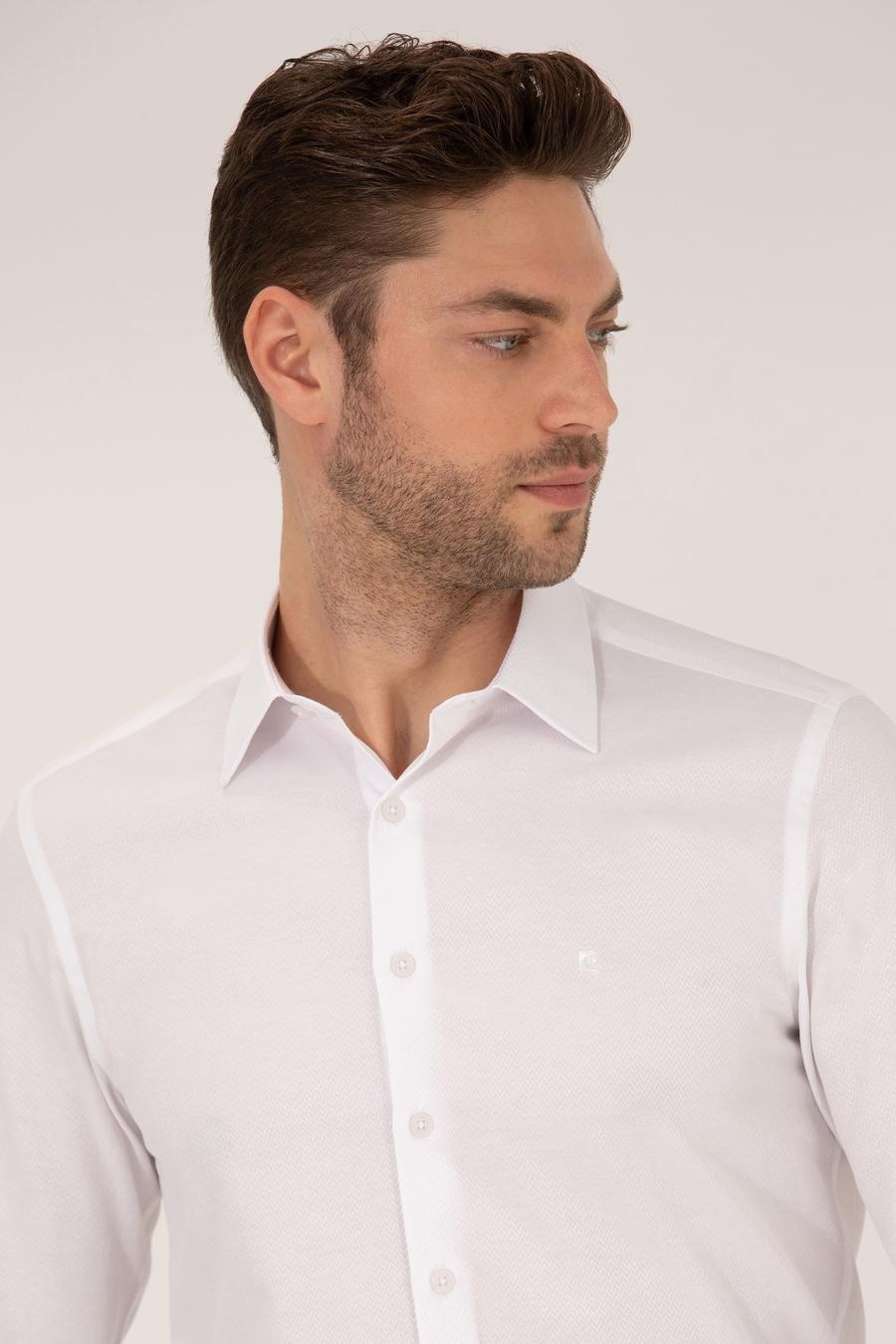 پیراهن یقه کلاسیک سفید  اندامی آستین بلند مردانه  پیرکاردین