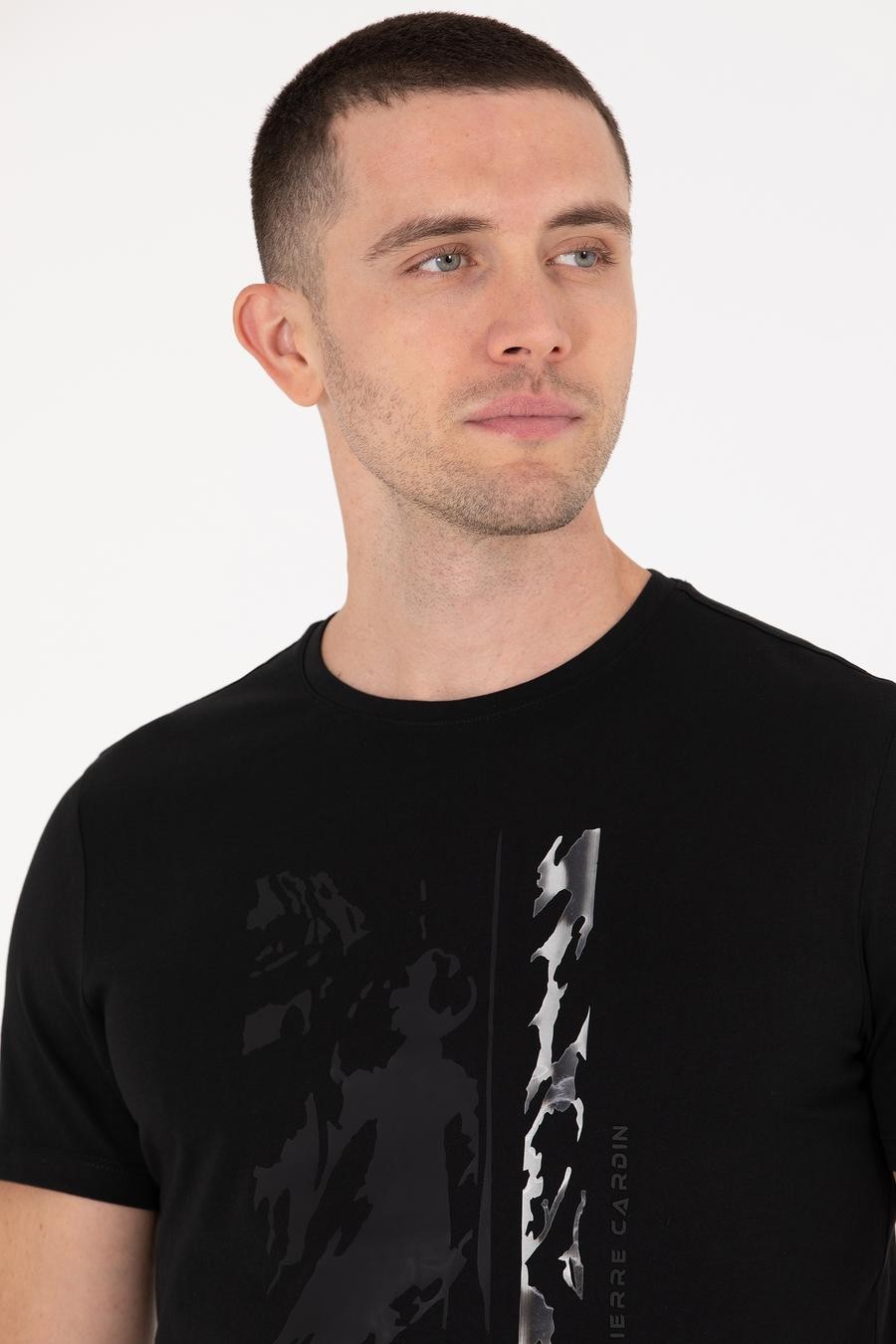 تی شرت یقه گرد سیاه  اندامی آستین کوتاه مردانه  پیرکاردین