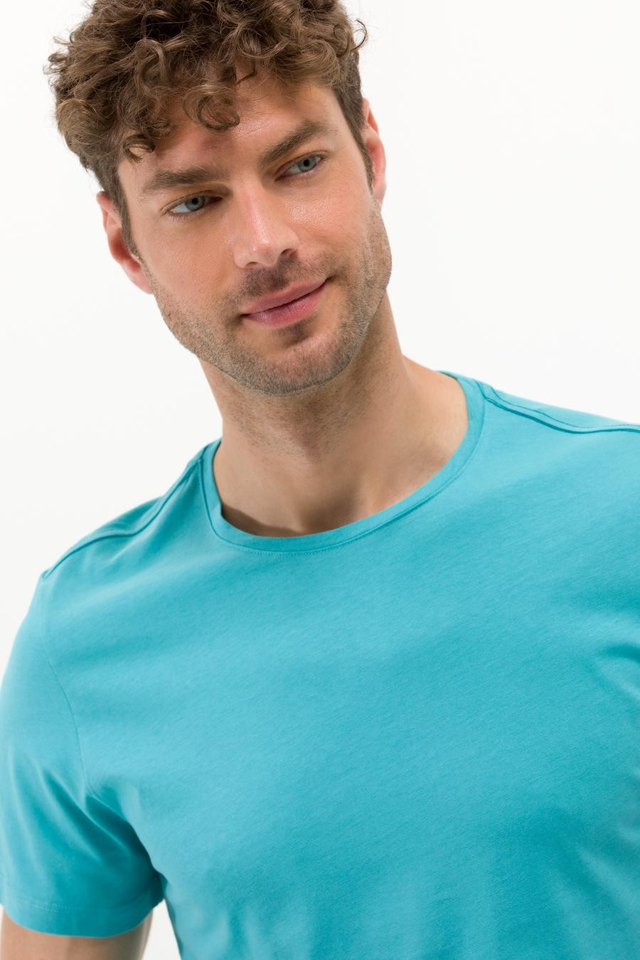 تی شرت یقه گرد آبی  اندامی آستین کوتاه مردانه  پیرکاردین