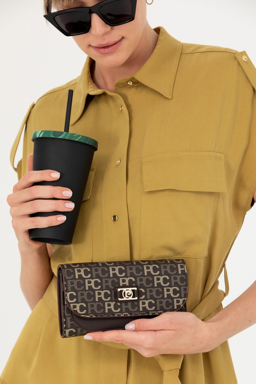 کیف پول  قهوه ای  استاندارد  زنانه  پیرکاردین